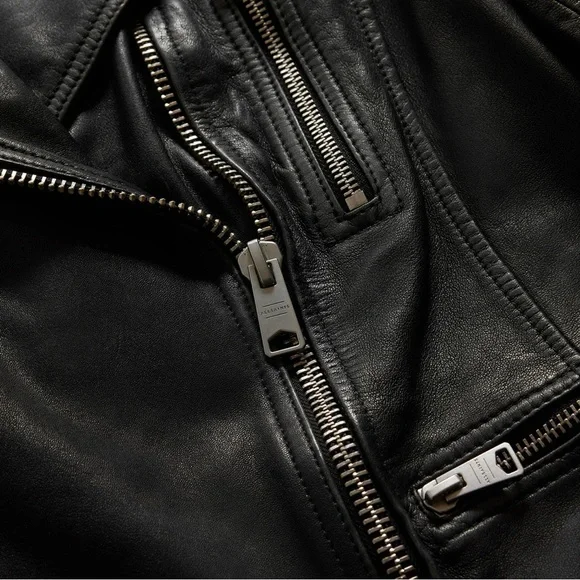 ALLSAINTS Cargo Distressed Leather Biker Jacket - Picture 9 of 11
